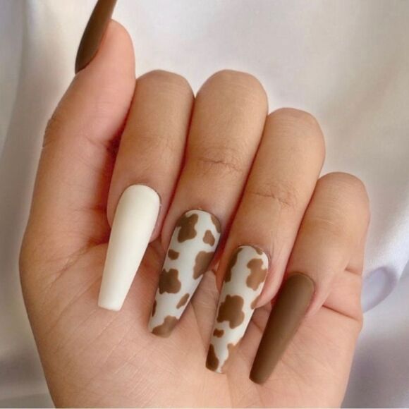 Cow Print Nails | High Quality Nails | Handmade Nails | Custom Press on Nails - Picture 1 of 9